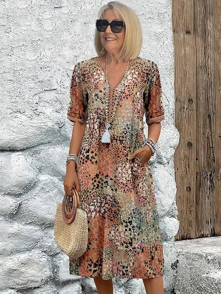 Roxanne™ | Livfull Blomster Omlott Midiklänning