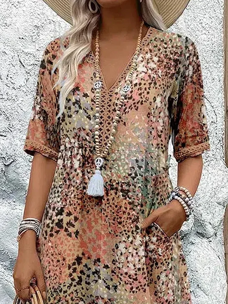 Roxanne™ | Livfull Blomster Omlott Midiklänning
