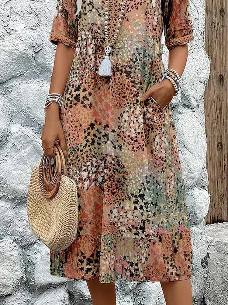 Roxanne™ | Livfull Blomster Omlott Midiklänning