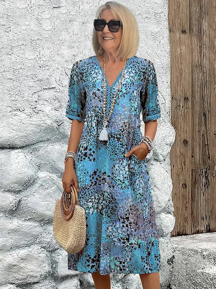 Roxanne™ | Livfull Blomster Omlott Midiklänning