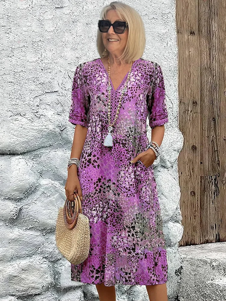Roxanne™ | Livfull Blomster Omlott Midiklänning