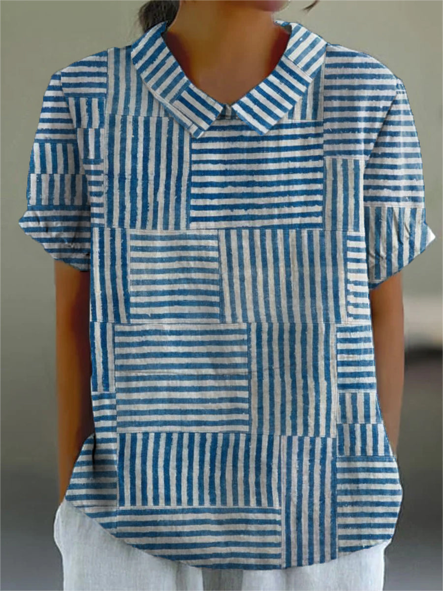 Amelia | Randig Patchwork Skjorta