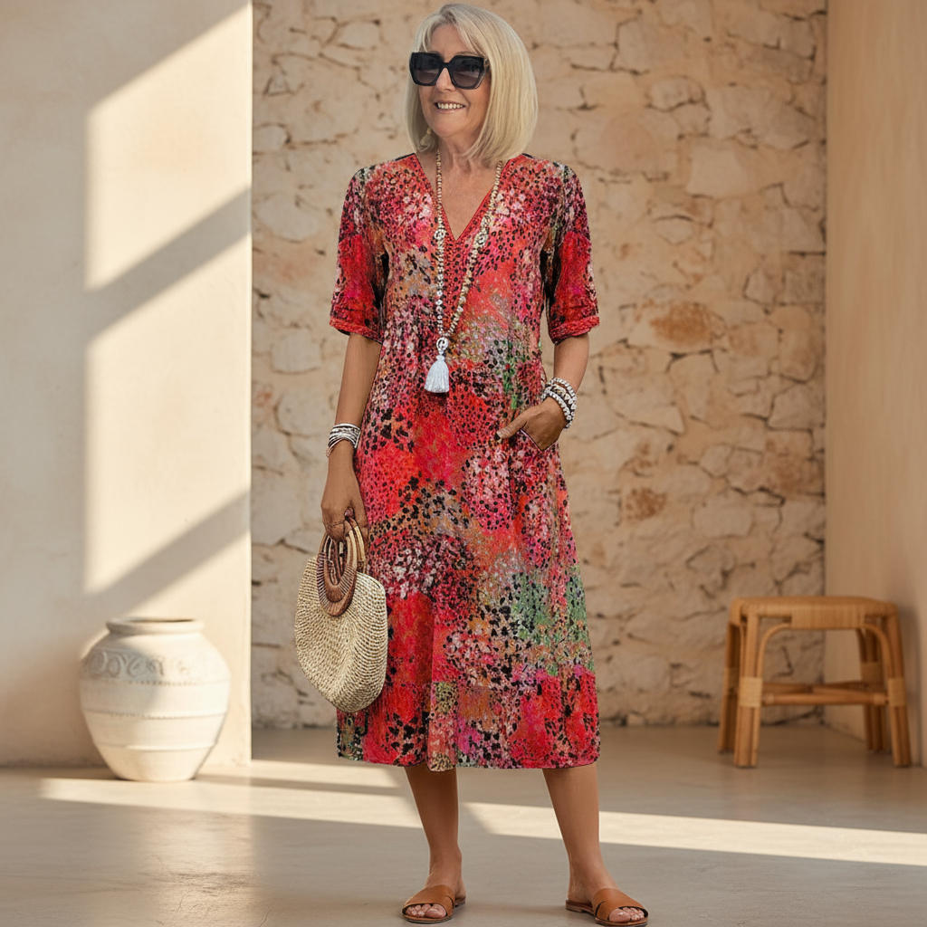 CALLIE | Livfull Midi-klänning – Smickrande Passform & Enkel Stil