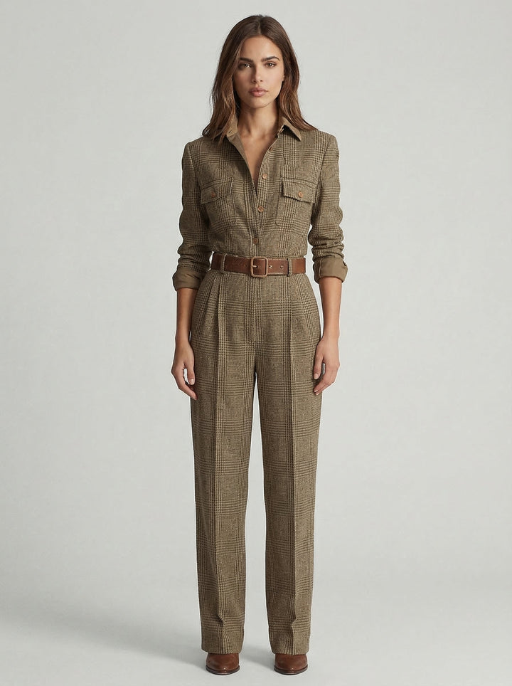 Celia | Rutig Overall med Sofistikerade Detaljer