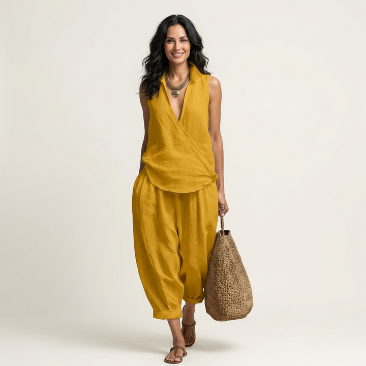 Twiila | Set med Omlottopp och Vida Byxor