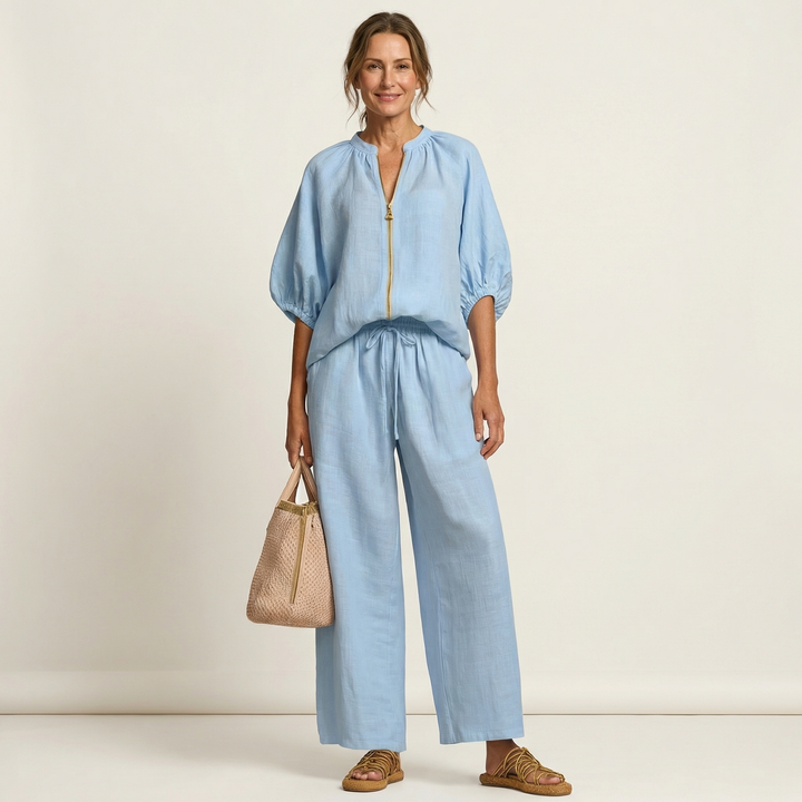Marlowe | Set med Puffärm och Blixtlås Fram
