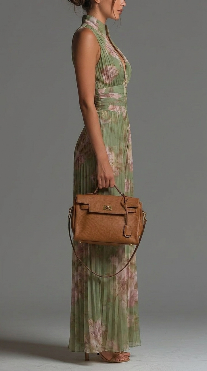 Plisserad Blomster Chiffon Overall