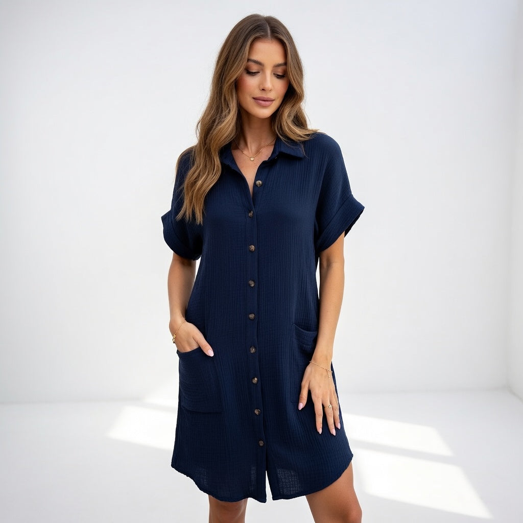 Béatrice™ | Elegant och Lättburen Skjortklänning