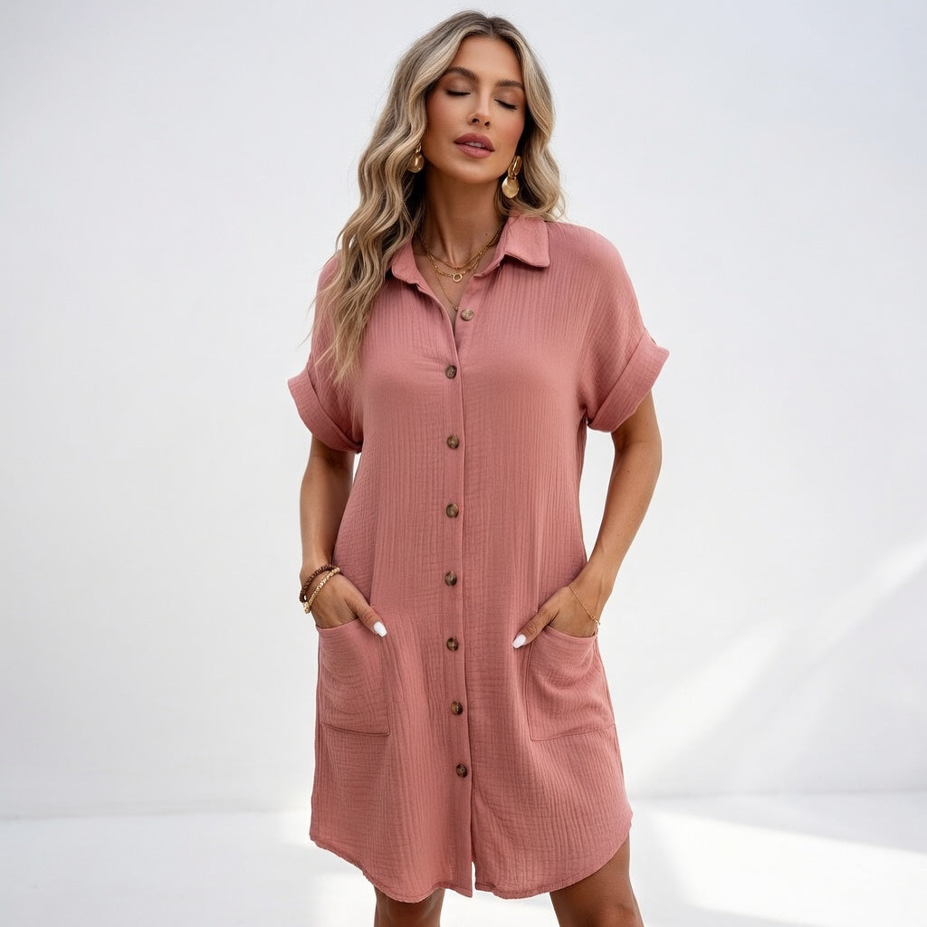 Béatrice™ | Elegant och Lättburen Skjortklänning