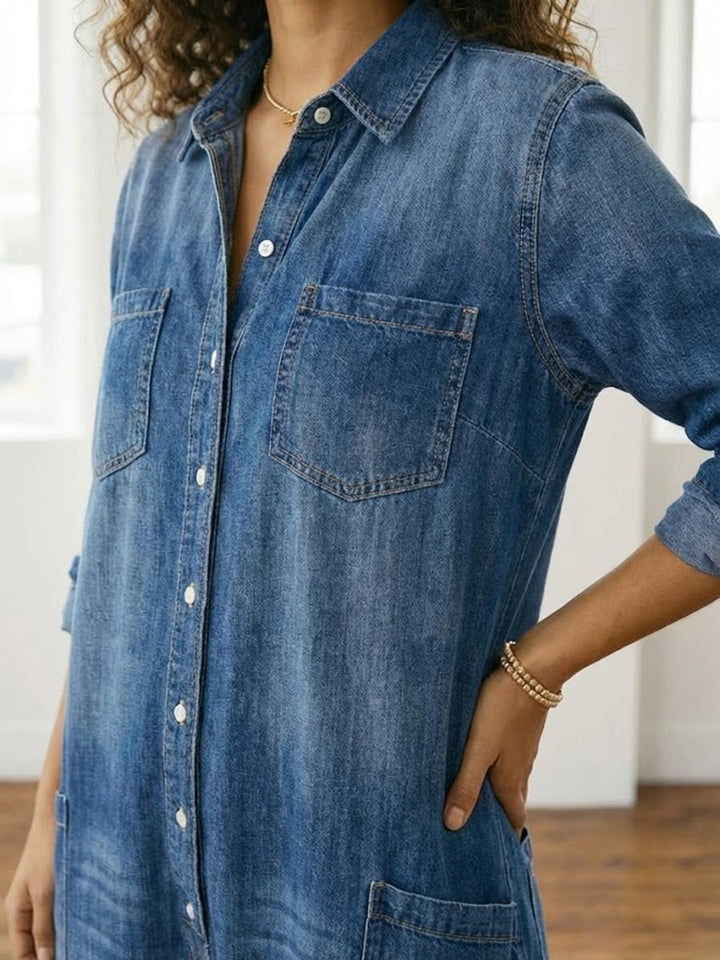 Saylor – Vintage Tvättad Mjuk Denim Overall med Knappstängning