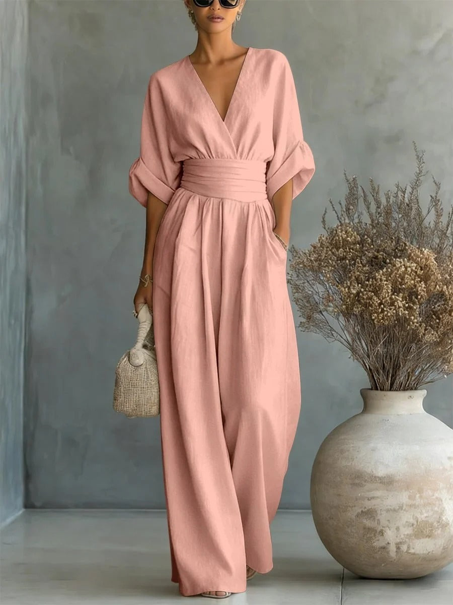 Elegant V-Ringning Hög Midja Overall