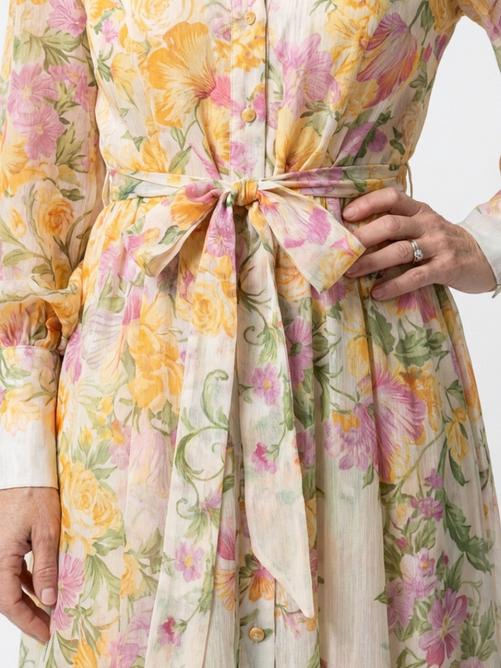 DELACROIX | Cressida Blommig Transparent Maxiklänning